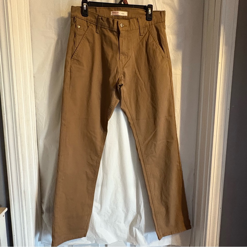 Levi's Signature Jeans Mens 30x32 Athletic Straight Brown Stretch Denim Pants